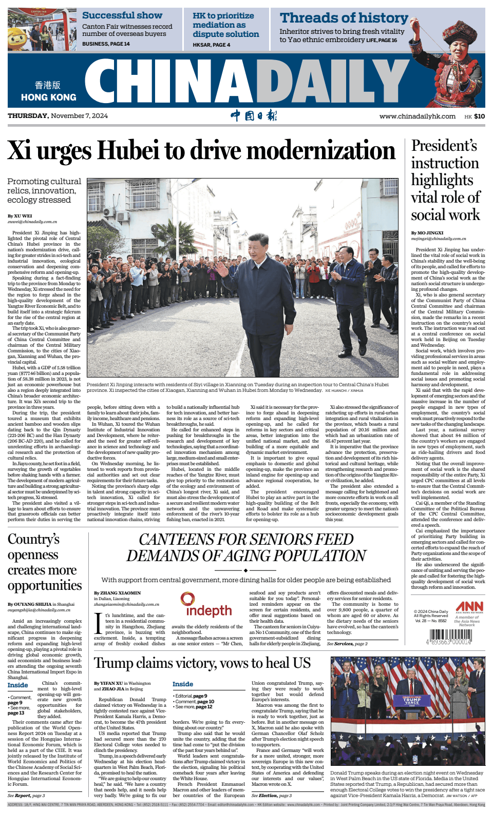 Prima-pagina-China Daily-oggi-edizione-di-oggi-20241107